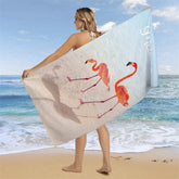 Flamingos Klar Meer Sand Urlaub Brauch Strand Handtuch